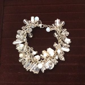 Beaded, Chunky White and Silver, Bracelet